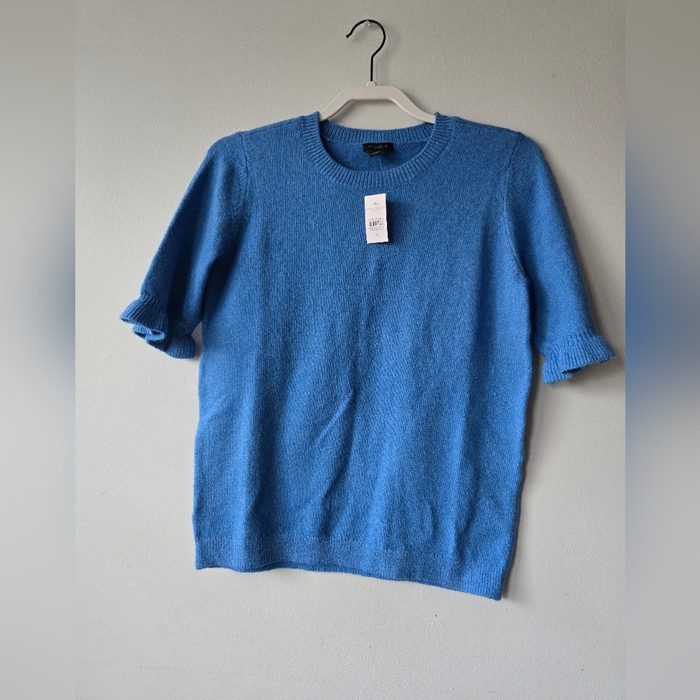 NWT Ann Taylor Blue Sweater Flutter Sleeves Medium